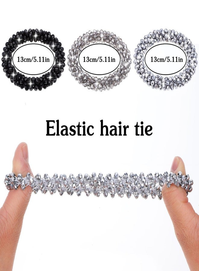 Yolev 3 PCS Rhinestone Hair Tie, Sparkly Ponytail Holders,fancy Glitter Hair Scrunchies Rhinestone Hairs Accessories for Women and Girls - Image 2